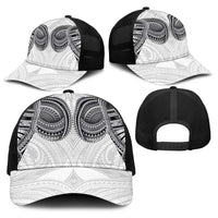 Samoan Traditional Art Tattoos Baseball Net Cap Tatau Tribal Motifs with Ula Nifo White - Polynesian Pride