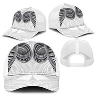 Samoan Traditional Art Tattoos Baseball Net Cap Tatau Tribal Motifs with Ula Nifo White - Polynesian Pride