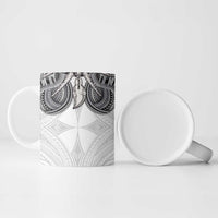 Samoan Traditional Art Tattoos Ceramic Mug Tatau Tribal Motifs with Ula Nifo White LT03 - Polynesian Pride