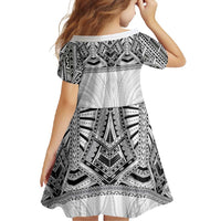 Samoan Traditional Art Tattoos Family Matching Mermaid Dress and Hawaiian Shirt Tatau Tribal Motifs with Ula Nifo White - Polynesian Pride