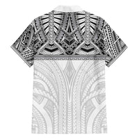 Samoan Traditional Art Tattoos Family Matching Off Shoulder Maxi Dress and Hawaiian Shirt Tatau Tribal Motifs with Ula Nifo White - Polynesian Pride