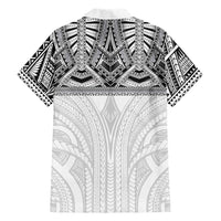 Samoan Traditional Art Tattoos Family Matching Off Shoulder Maxi Dress and Hawaiian Shirt Tatau Tribal Motifs with Ula Nifo White - Polynesian Pride
