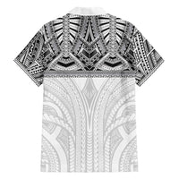 Samoan Traditional Art Tattoos Family Matching Short Sleeve Bodycon Dress and Hawaiian Shirt Tatau Tribal Motifs with Ula Nifo White - Polynesian Pride
