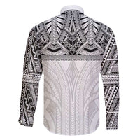 Samoan Traditional Art Tattoos Family Matching Short Sleeve Bodycon Dress and Hawaiian Shirt Tatau Tribal Motifs with Ula Nifo White - Polynesian Pride