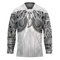 Samoan Traditional Art Tattoos Hockey Jersey Tatau Tribal Motifs with Ula Nifo White - Polynesian Pride
