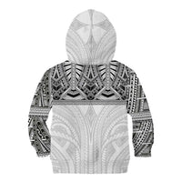 Samoan Traditional Art Tattoos Kid Hoodie Tatau Tribal Motifs with Ula Nifo White - Polynesian Pride