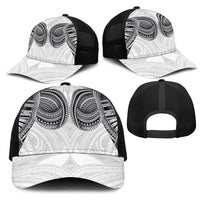 Samoan Traditional Art Tattoos Mesh Trucker Cap Tatau Tribal Motifs with Ula Nifo White - Polynesian Pride