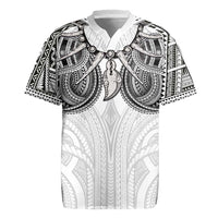 Samoan Traditional Art Tattoos Rugby Jersey Tatau Tribal Motifs with Ula Nifo White LT03 White - Polynesian Pride