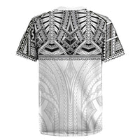 Samoan Traditional Art Tattoos Rugby Jersey Tatau Tribal Motifs with Ula Nifo White LT03 - Polynesian Pride