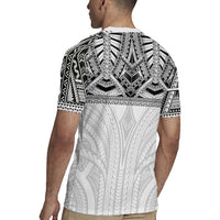 Samoan Traditional Art Tattoos Rugby Jersey Tatau Tribal Motifs with Ula Nifo White LT03 - Polynesian Pride