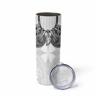 Samoan Traditional Art Tattoos Skinny Tumbler Tatau Tribal Motifs with Ula Nifo White - Polynesian Pride