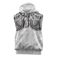 Samoan Traditional Art Tattoos Sleeveless Hoodie Tatau Tribal Motifs with Ula Nifo White LT03 White - Polynesian Pride