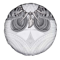 Samoan Traditional Art Tattoos Spare Tire Cover Tatau Tribal Motifs with Ula Nifo White - Polynesian Pride