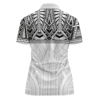 Samoan Traditional Art Tattoos Women Polo Shirt Tatau Tribal Motifs with Ula Nifo White - Polynesian Pride