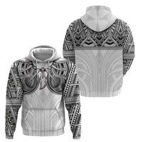 Samoan Traditional Art Tattoos Zip Hoodie Tatau Tribal Motifs with Ula Nifo White - Polynesian Pride