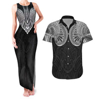 Samoan Traditional Art Tattoos Couples Matching Tank Maxi Dress and Hawaiian Shirt Tatau Roman Reigns Black Color - Polynesian Pride