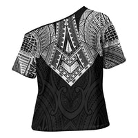 Samoan Traditional Art Tattoos Cross Shoulder Shirt Tatau Roman Reigns Black Color LT03 - Polynesian Pride