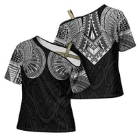 Samoan Traditional Art Tattoos Cross Shoulder Shirt Tatau Roman Reigns Black Color LT03 - Polynesian Pride