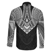 Samoan Traditional Art Tattoos Family Matching Off Shoulder Maxi Dress and Hawaiian Shirt Tatau Roman Reigns Black Color - Polynesian Pride
