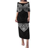 Samoan Traditional Art Tattoos Family Matching Puletasi and Hawaiian Shirt Tatau Roman Reigns Black Color - Polynesian Pride