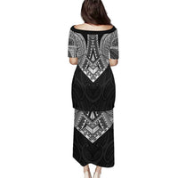 Samoan Traditional Art Tattoos Family Matching Puletasi and Hawaiian Shirt Tatau Roman Reigns Black Color - Polynesian Pride
