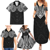 Samoan Traditional Art Tattoos Family Matching Summer Maxi Dress and Hawaiian Shirt Tatau Roman Reigns Black Color - Polynesian Pride
