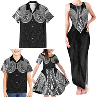 Samoan Traditional Art Tattoos Family Matching Tank Maxi Dress and Hawaiian Shirt Tatau Roman Reigns Black Color - Polynesian Pride