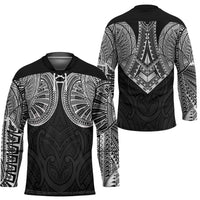 Samoan Traditional Art Tattoos Hockey Jersey Tatau Roman Reigns Black Color - Polynesian Pride