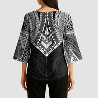 Samoan Traditional Art Tattoos Kimono Sleeve Blouse Tatau Roman Reigns Black Color - Polynesian Pride