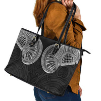 Samoan Traditional Art Tattoos Leather Tote Bag Tatau Roman Reigns Black Color - Polynesian Pride