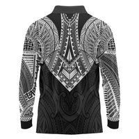 Samoan Traditional Art Tattoos Long Sleeve Polo Shirt Tatau Roman Reigns Black Color - Polynesian Pride