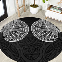 Samoan Traditional Art Tattoos Round Carpet Tatau Roman Reigns Black Color - Polynesian Pride