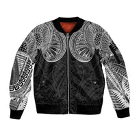 Samoan Traditional Art Tattoos Sleeve Zip Bomber Jacket Tatau Roman Reigns Black Color LT03 Unisex Black - Polynesian Pride