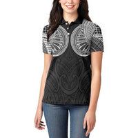 Samoan Traditional Art Tattoos Women Polo Shirt Tatau Roman Reigns Black Color - Polynesian Pride