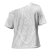 Samoan Traditional Art Tattoos Cross Shoulder Shirt Tatau Roman Reigns White Color LT03 - Polynesian Pride