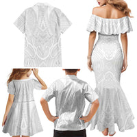 Samoan Traditional Art Tattoos Family Matching Mermaid Dress and Hawaiian Shirt Tatau Roman Reigns White Color - Polynesian Pride