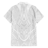 Samoan Traditional Art Tattoos Family Matching Off Shoulder Short Dress and Hawaiian Shirt Tatau Roman Reigns White Color LT03 - Polynesian Pride