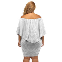 Samoan Traditional Art Tattoos Family Matching Off Shoulder Short Dress and Hawaiian Shirt Tatau Roman Reigns White Color LT03 - Polynesian Pride