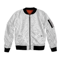 Samoan Traditional Art Tattoos Sleeve Zip Bomber Jacket Tatau Roman Reigns White Color LT03 Unisex White - Polynesian Pride