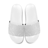 Samoan Traditional Art Tattoos Slide Sandals Tatau Roman Reigns White Color LT03 White - Polynesian Pride