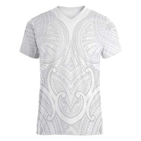 Samoan Traditional Art Tattoos Women V-Neck T-Shirt Tatau Roman Reigns White Color - Polynesian Pride