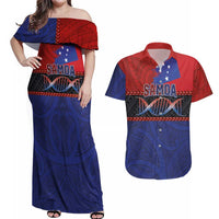 Personalised Samoan DNA-Proud of Samoa Couples Matching Off Shoulder Maxi Dress and Hawaiian Shirt Polynesian Patterns LT03 Multicolor - Polynesian Pride