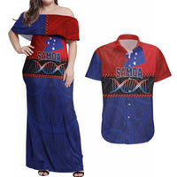 Personalised Samoan DNA-Proud of Samoa Couples Matching Off Shoulder Maxi Dress and Hawaiian Shirt Polynesian Patterns - Polynesian Pride