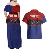 Personalised Samoan DNA-Proud of Samoa Couples Matching Off Shoulder Maxi Dress and Hawaiian Shirt Polynesian Patterns LT03 - Polynesian Pride