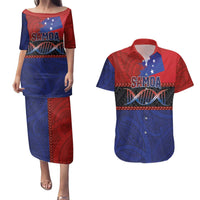 Personalised Samoan DNA-Proud of Samoa Couples Matching Puletasi and Hawaiian Shirt Polynesian Patterns - Polynesian Pride