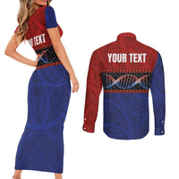 Personalised Samoan DNA-Proud of Samoa Couples Matching Short Sleeve Bodycon Dress and Long Sleeve Button Shirt Polynesian Patterns LT03 - Polynesian Pride
