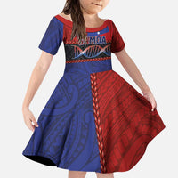 Personalised Samoan DNA-Proud of Samoa Family Matching Off Shoulder Short Dress and Hawaiian Shirt Polynesian Patterns LT03 Daughter's Dress Multicolor - Polynesian Pride