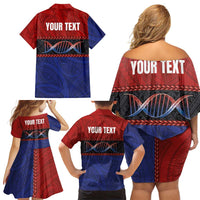 Personalised Samoan DNA-Proud of Samoa Family Matching Off Shoulder Short Dress and Hawaiian Shirt Polynesian Patterns LT03 - Polynesian Pride