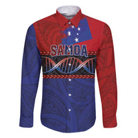 Personalised Samoan DNA-Proud of Samoa Family Matching Summer Maxi Dress and Hawaiian Shirt Polynesian Patterns LT03 Dad's Shirt - Long Sleeve Multicolor - Polynesian Pride
