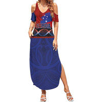 Personalised Samoan DNA-Proud of Samoa Family Matching Summer Maxi Dress and Hawaiian Shirt Polynesian Patterns LT03 Mom's Dress Multicolor - Polynesian Pride